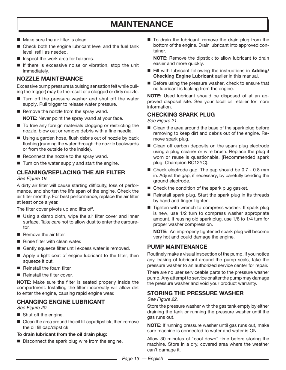 Maintenance | Homelite UT80953 User Manual | Page 17 / 52