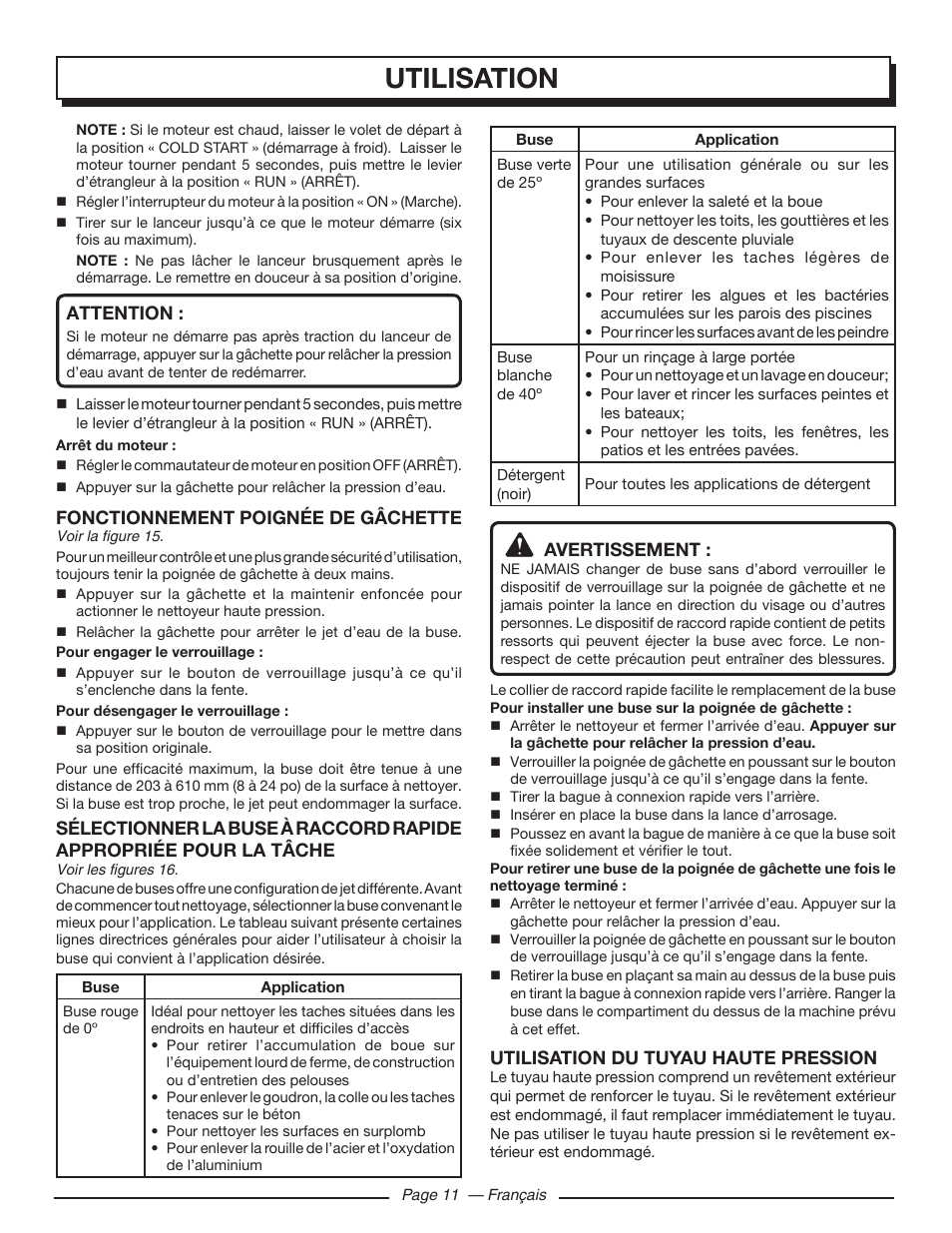 Utilisation | Homelite UT80953 User Manual | Page 30 / 52