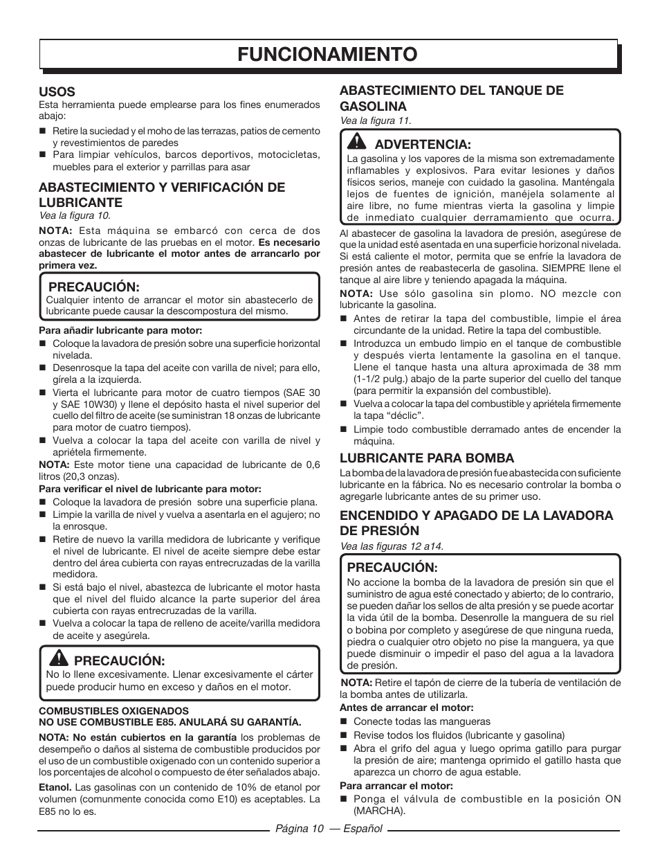 Funcionamiento | Homelite UT80953 User Manual | Page 44 / 52