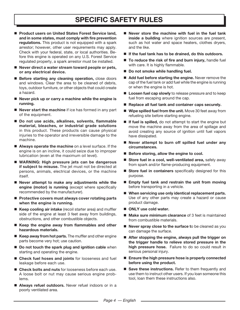 Specific safety rules | Homelite UT80953 User Manual | Page 8 / 52