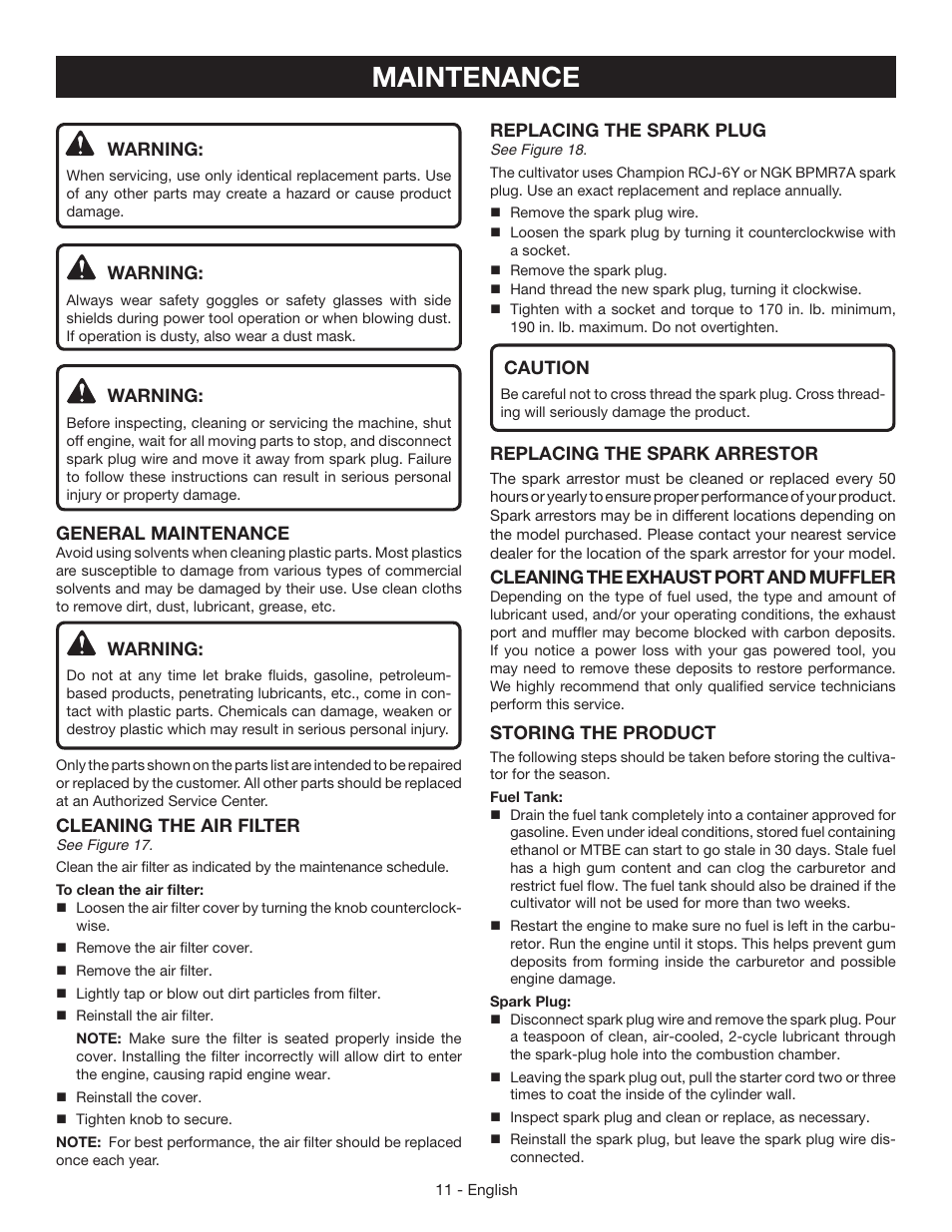 Maintenance | Homelite UT60526 User Manual | Page 15 / 48