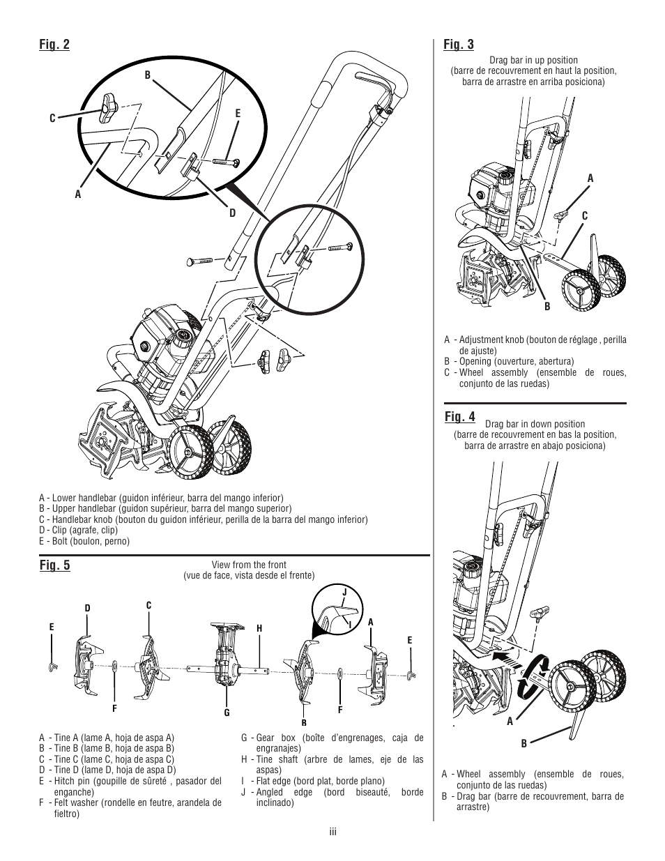 Fig. 2 fig. 3, Fig. 4, Fig. 5 | Homelite UT60526 User Manual | Page 3 / 48