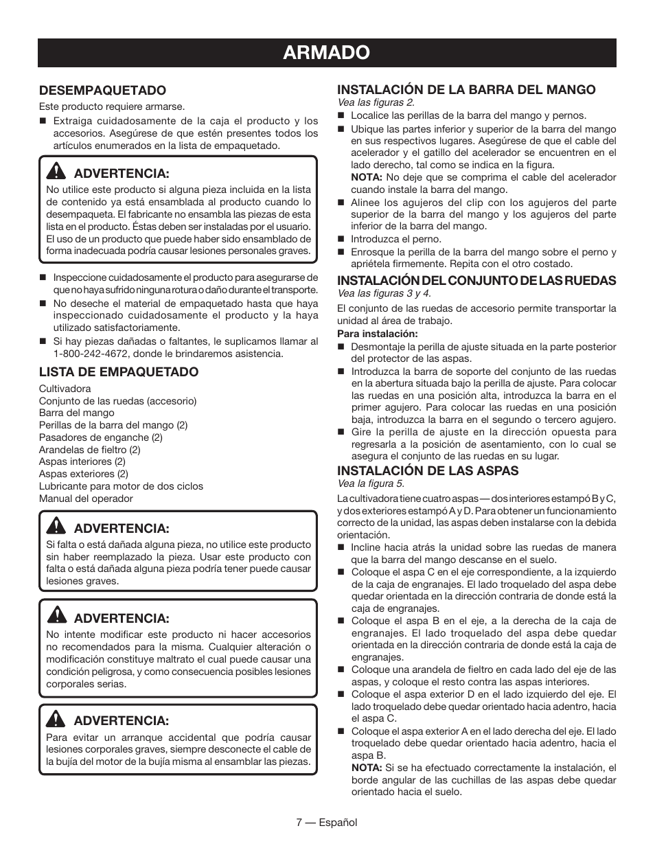 Armado | Homelite UT60526 User Manual | Page 37 / 48