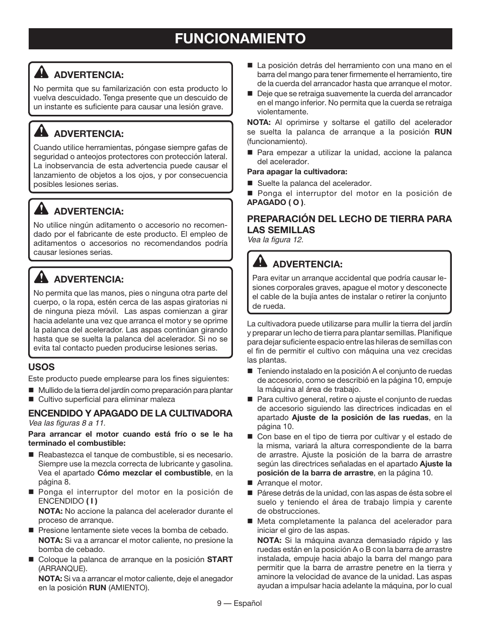 Funcionamiento | Homelite UT60526 User Manual | Page 39 / 48