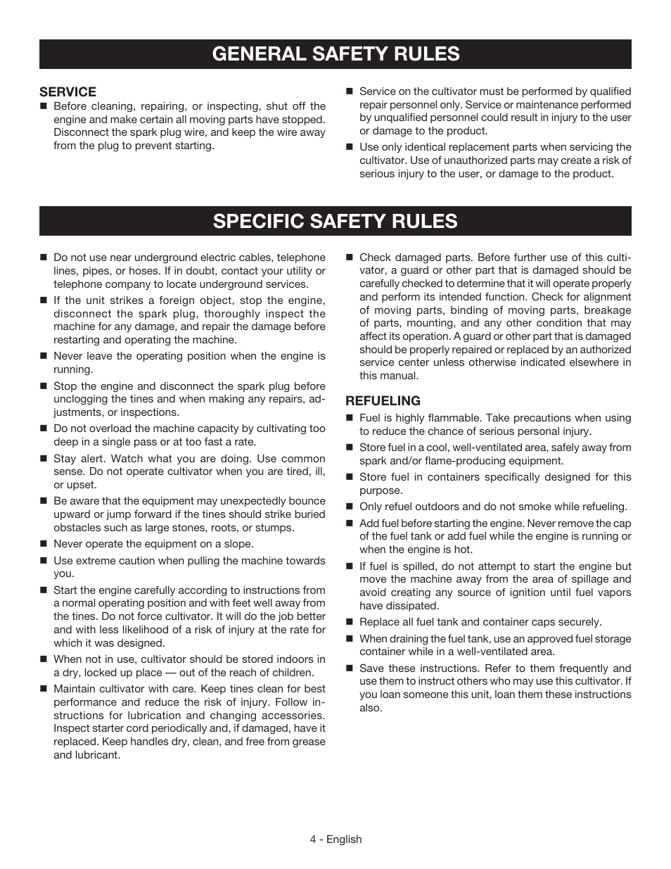 Specific safety rules general safety rules | Homelite UT60526 User Manual | Page 8 / 48