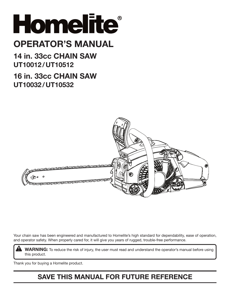 Homelite UT10032 User Manual | 38 pages