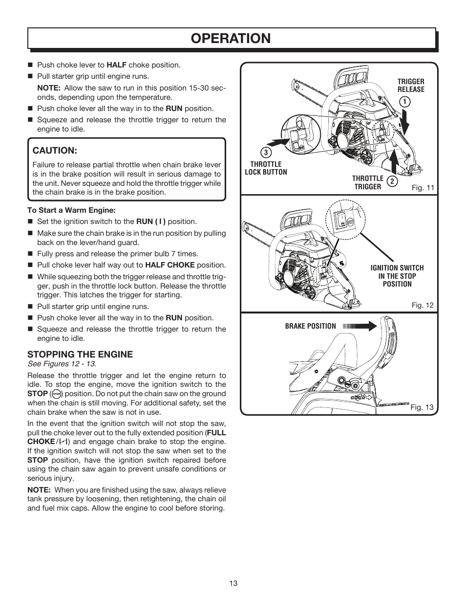 Operation | Homelite UT10032 User Manual | Page 13 / 38