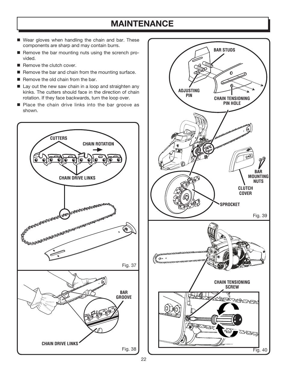 Maintenance | Homelite UT10032 User Manual | Page 22 / 38