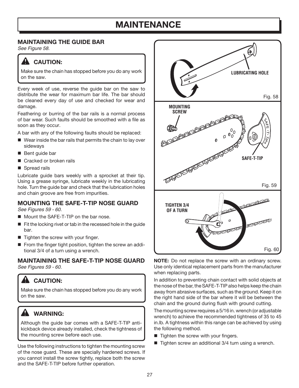 Maintenance | Homelite UT10032 User Manual | Page 27 / 38