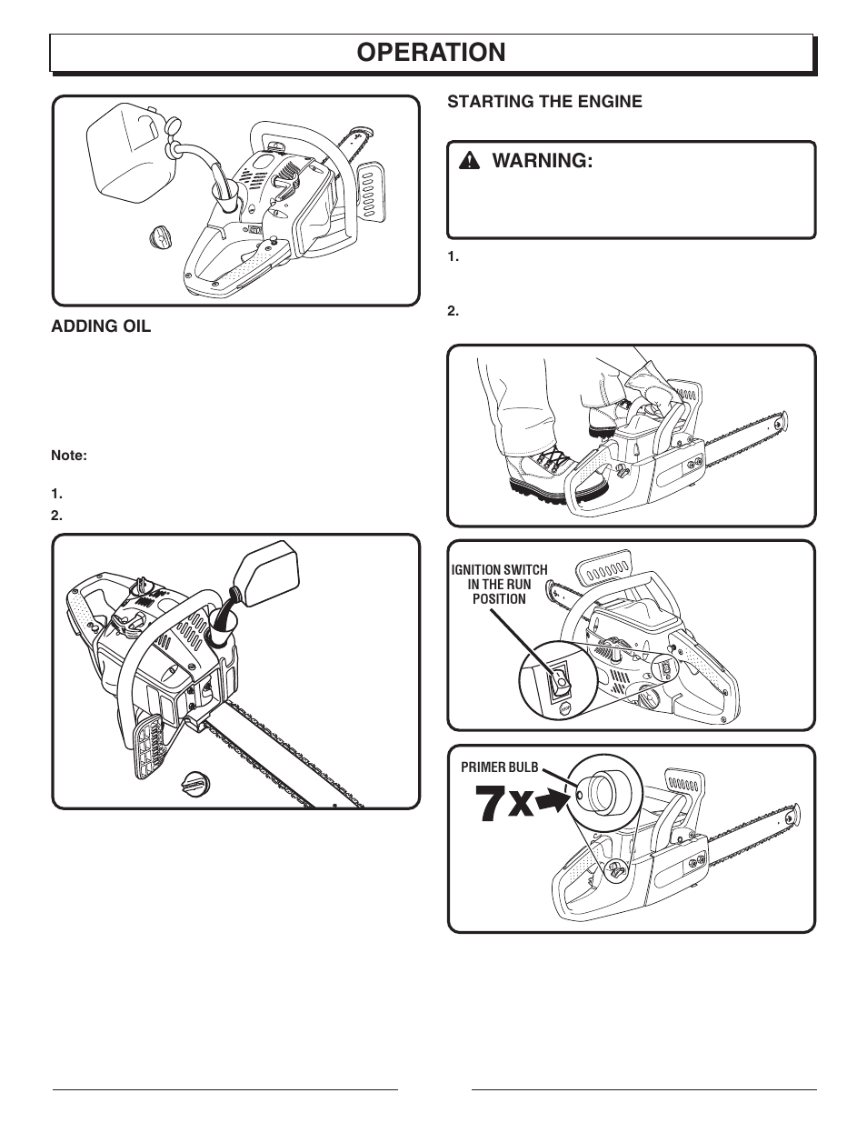 Operation, Warning | Homelite UT10901B User Manual | Page 11 / 36