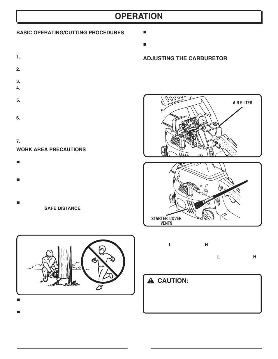 Operation, Caution | Homelite UT10901B User Manual | Page 15 / 36