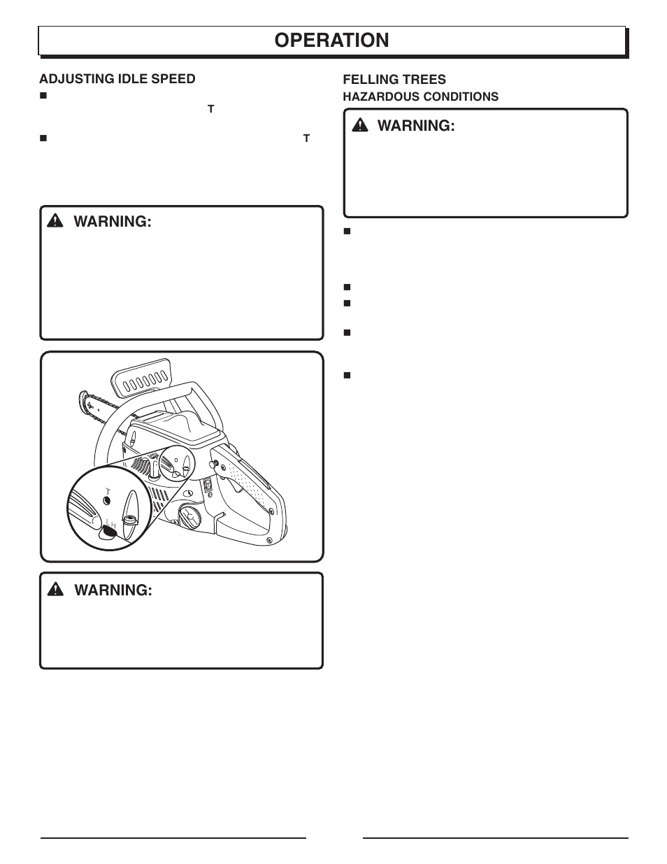 Operation, Warning | Homelite UT10901B User Manual | Page 16 / 36