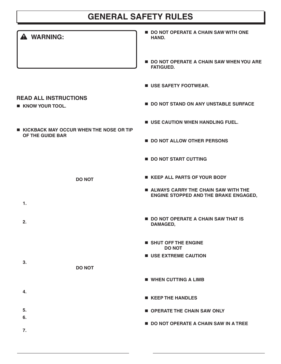 General safety rules, Warning | Homelite UT10901B User Manual | Page 3 / 36