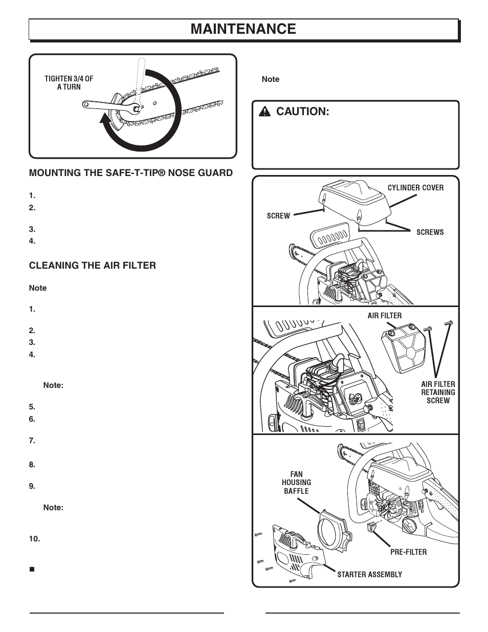 Maintenance, Caution | Homelite UT10901B User Manual | Page 30 / 36