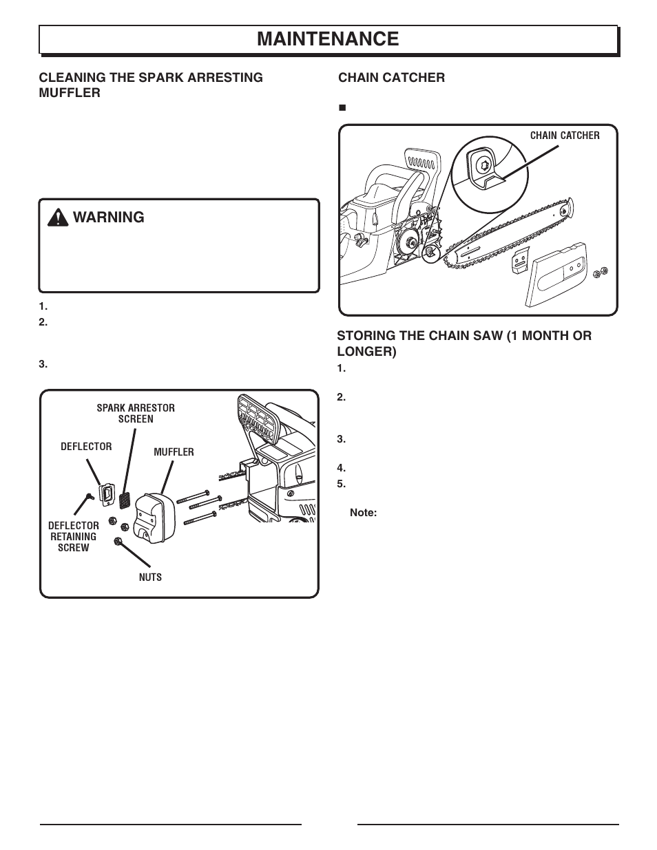 Maintenance, Warning | Homelite UT10901B User Manual | Page 32 / 36
