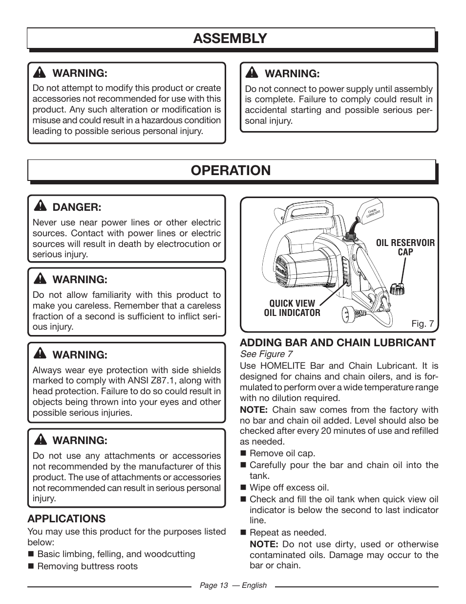 Assembly operation | Homelite UT43122 User Manual | Page 13 / 88