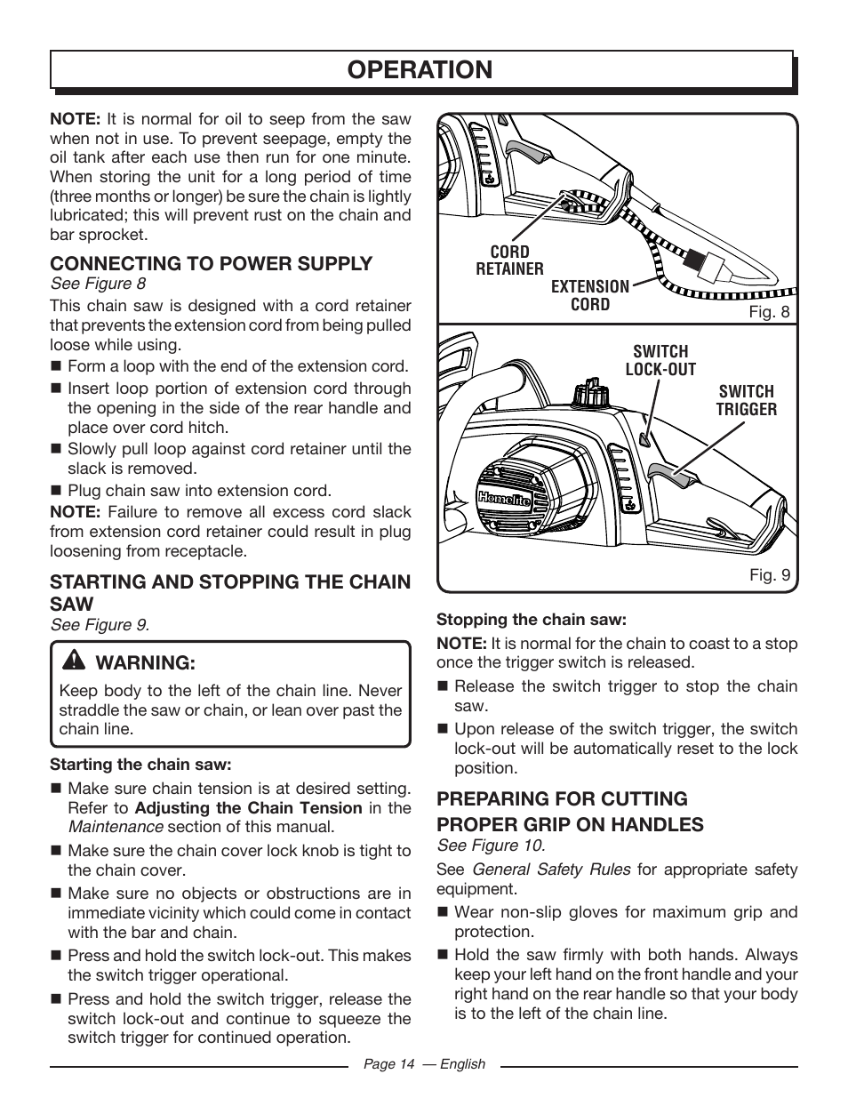 Operation | Homelite UT43122 User Manual | Page 14 / 88