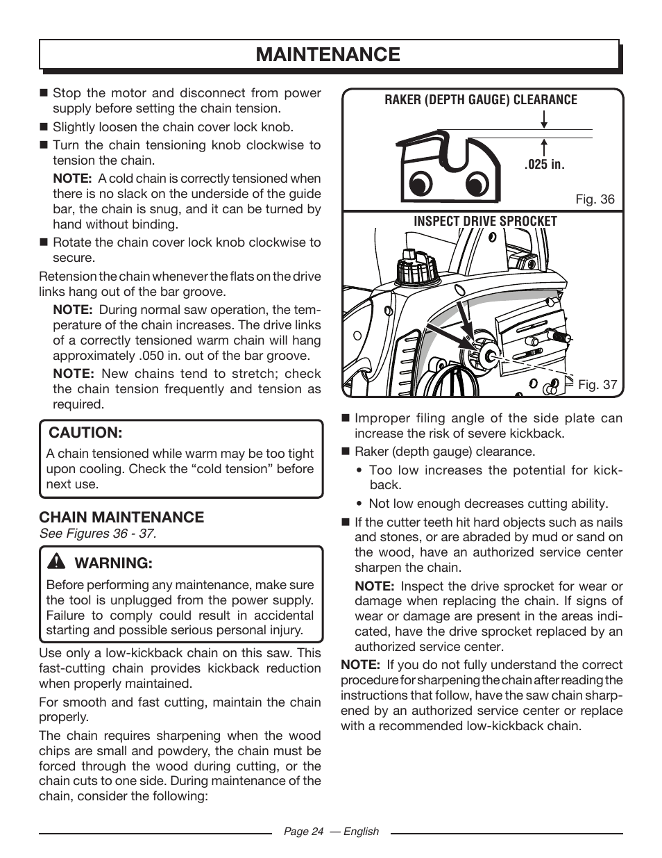 Maintenance | Homelite UT43122 User Manual | Page 24 / 88