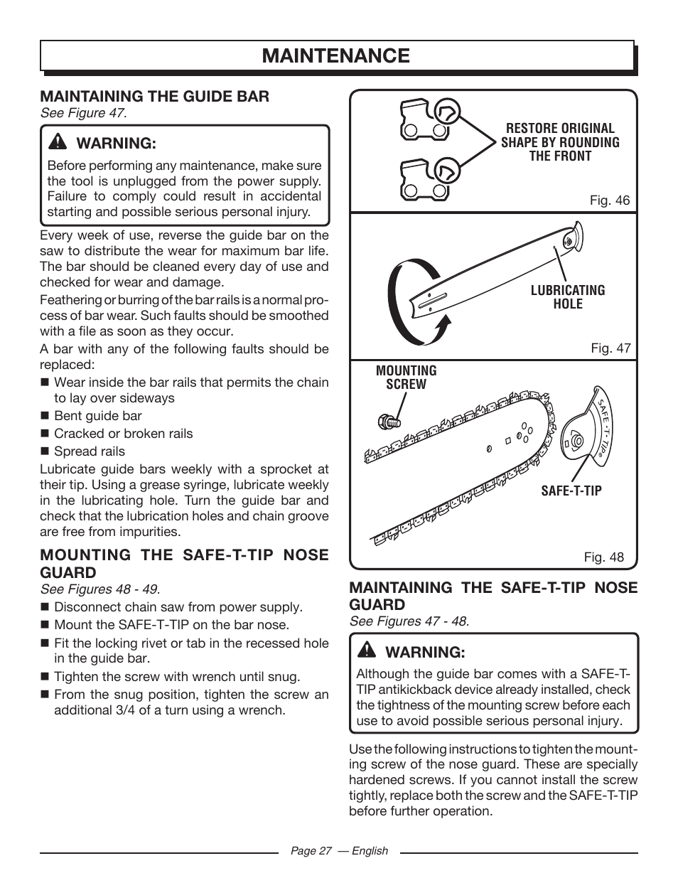 Maintenance | Homelite UT43122 User Manual | Page 27 / 88