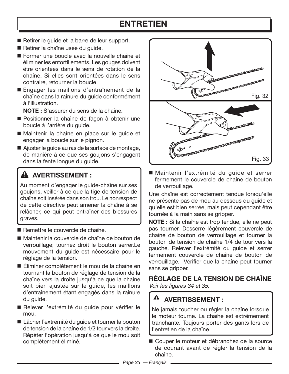 Entretien | Homelite UT43122 User Manual | Page 51 / 88