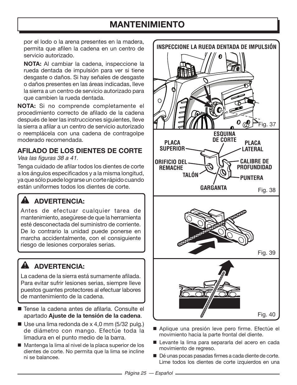 Mantenimiento | Homelite UT43122 User Manual | Page 81 / 88
