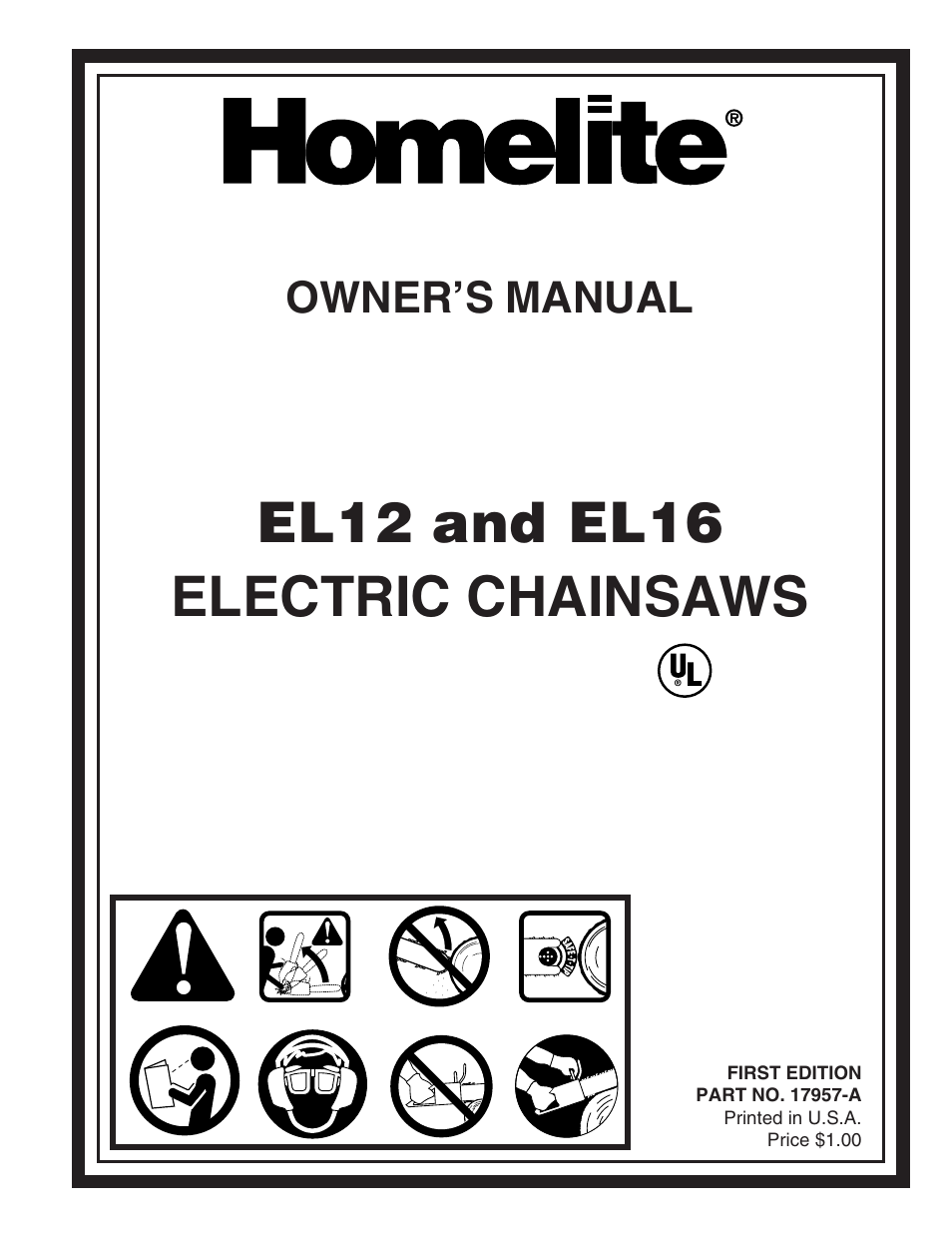 Homelite EL16 User Manual | 16 pages