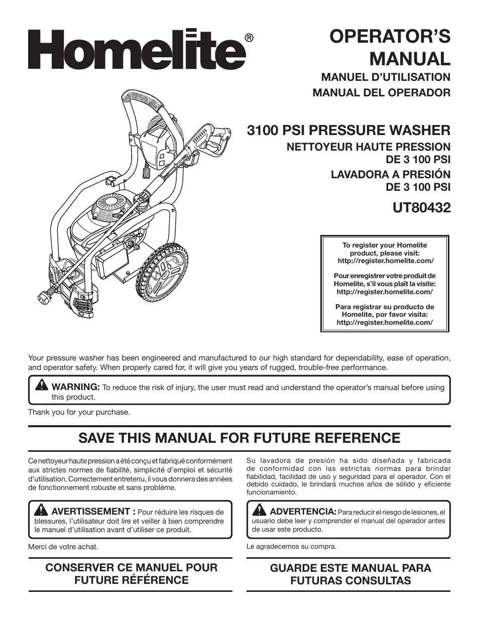 Homelite UT80432 User Manual | 52 pages
