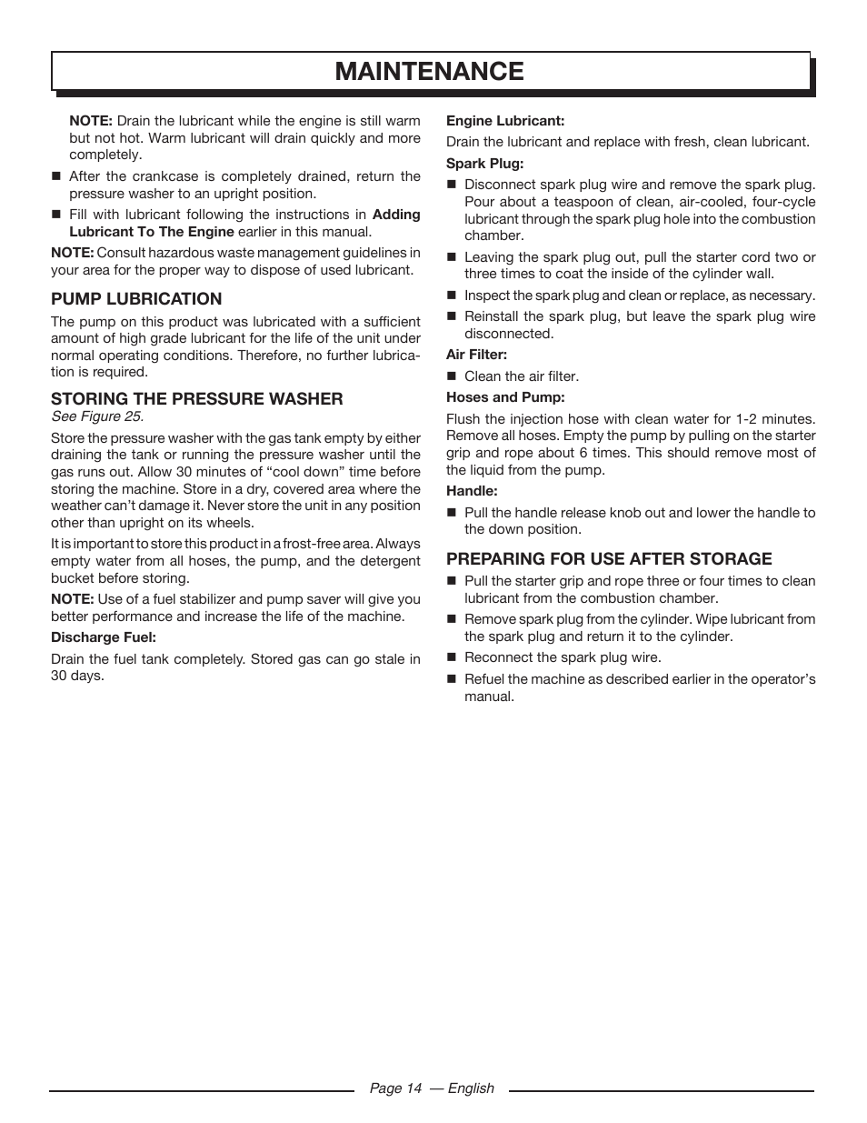 Maintenance | Homelite UT80432 User Manual | Page 18 / 52