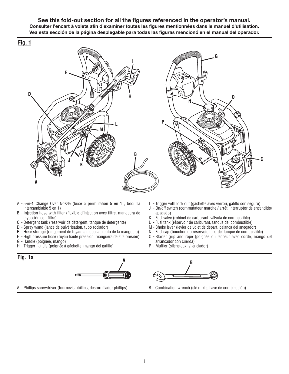 Fig. 1a, Fig. 1 | Homelite UT80432 User Manual | Page 2 / 52