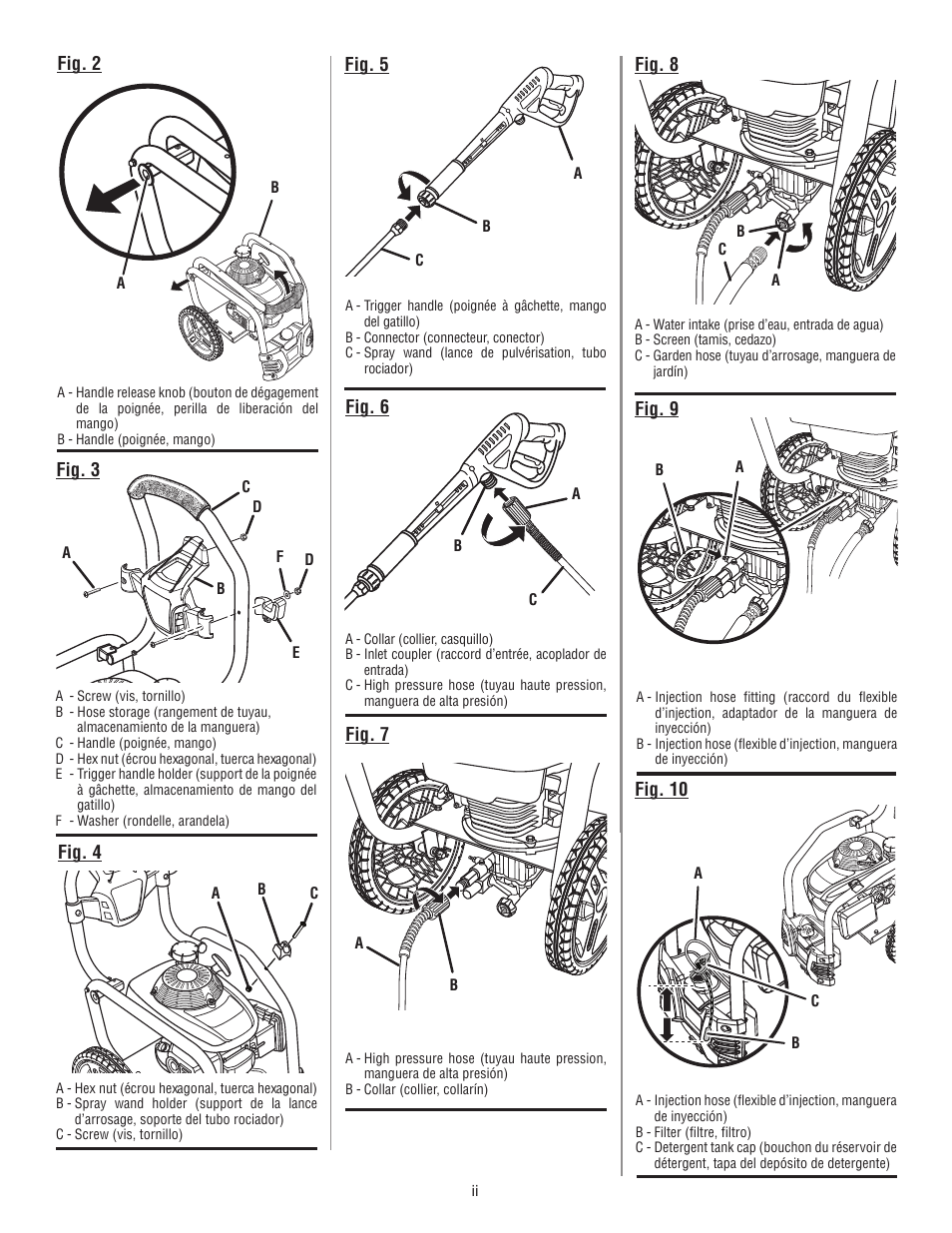 Fig. 5, Fig. 6, Fig. 7 | Fig. 8, Fig. 9 fig. 10, Fig. 3, Fig. 2, Fig. 4 | Homelite UT80432 User Manual | Page 3 / 52