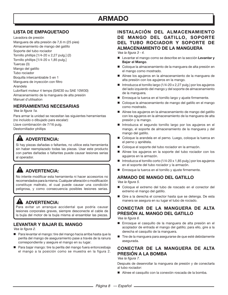 Armado | Homelite UT80432 User Manual | Page 42 / 52