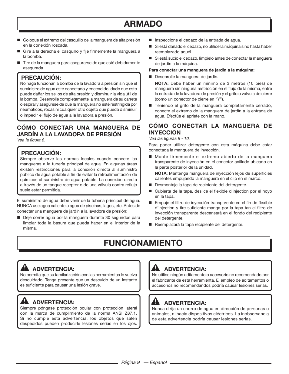 Armado, Funcionamiento | Homelite UT80432 User Manual | Page 43 / 52