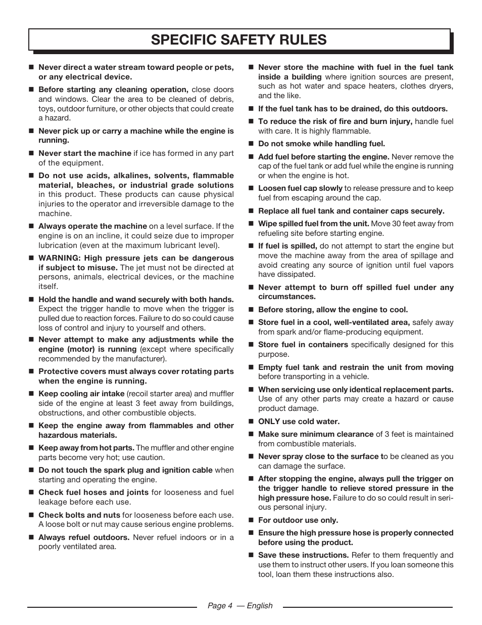 Specific safety rules | Homelite UT80432 User Manual | Page 8 / 52