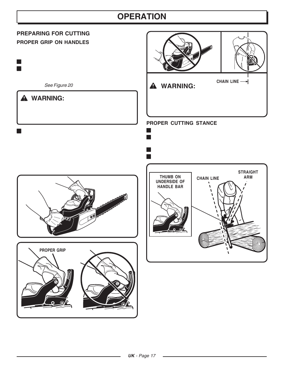 Operation, Warning | Homelite CSP3816 User Manual | Page 17 / 40