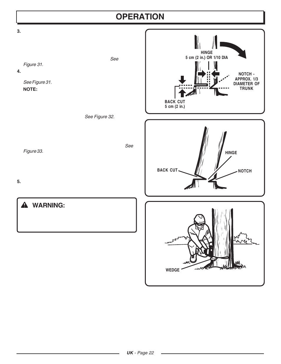 Operation, Warning | Homelite CSP3816 User Manual | Page 22 / 40