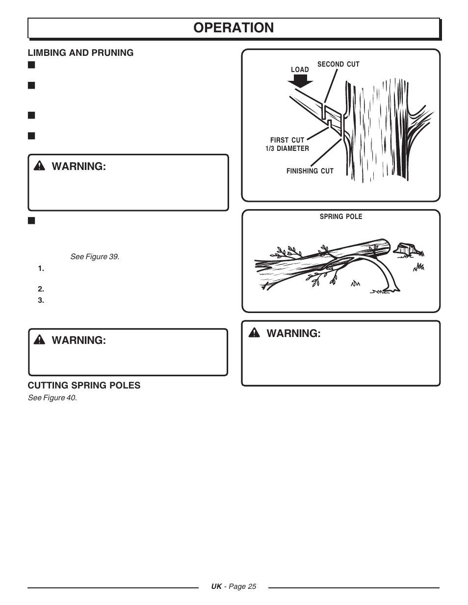 Operation, Warning | Homelite CSP3816 User Manual | Page 25 / 40