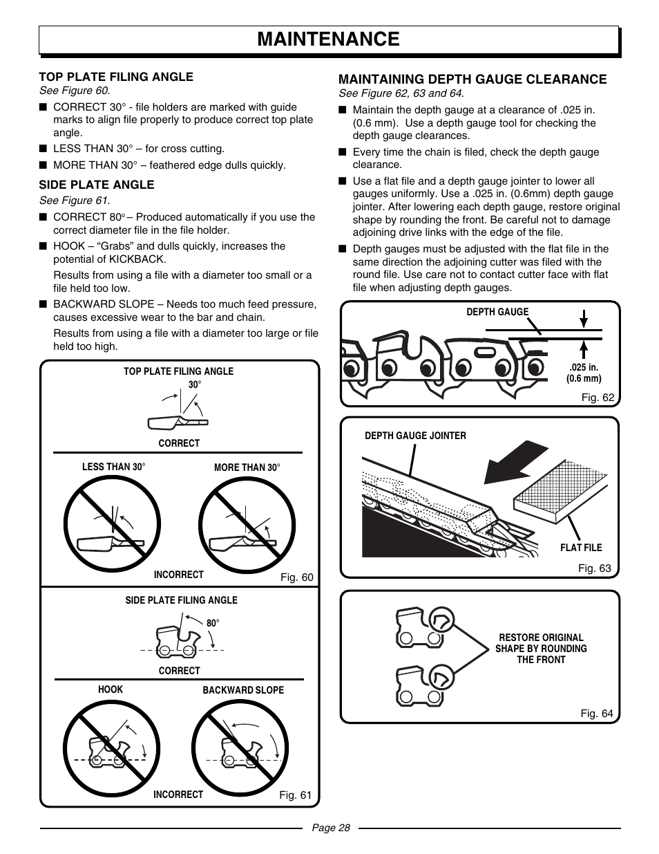 Maintenance | Homelite UT10530 User Manual | Page 28 / 36