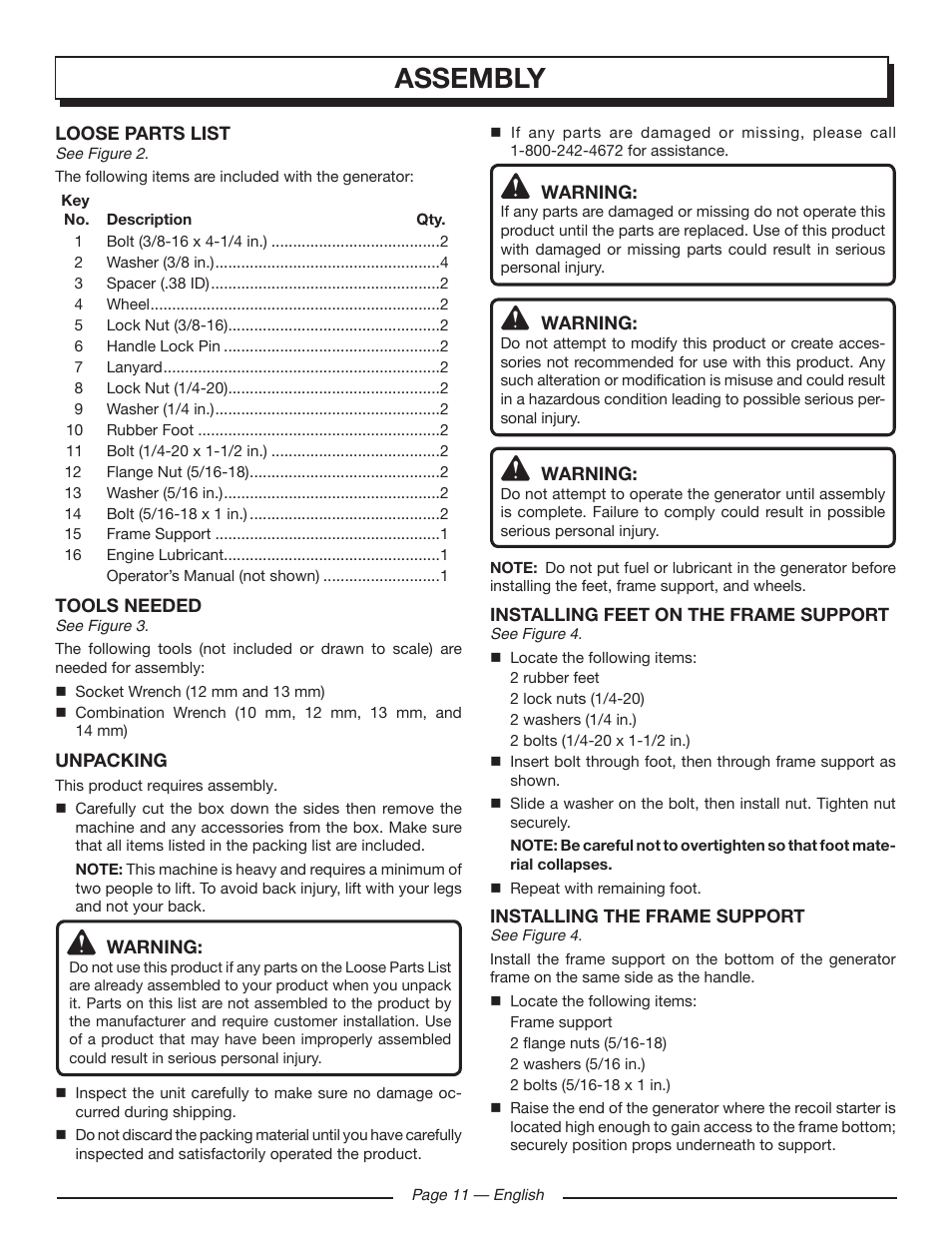 Assembly | Homelite HGCA5700 User Manual | Page 15 / 60
