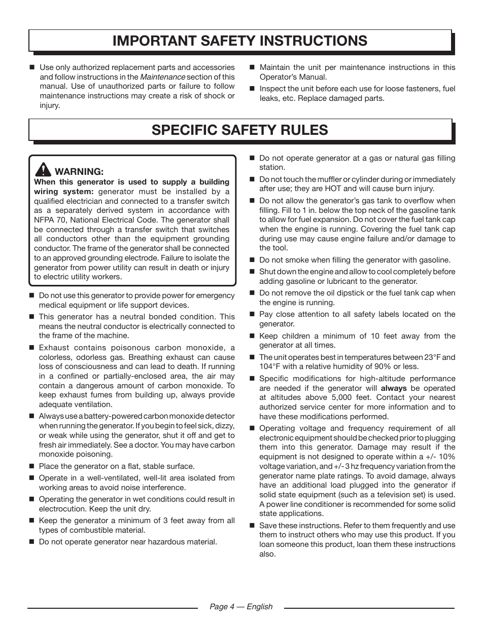 Homelite HGCA5700 User Manual | Page 8 / 60