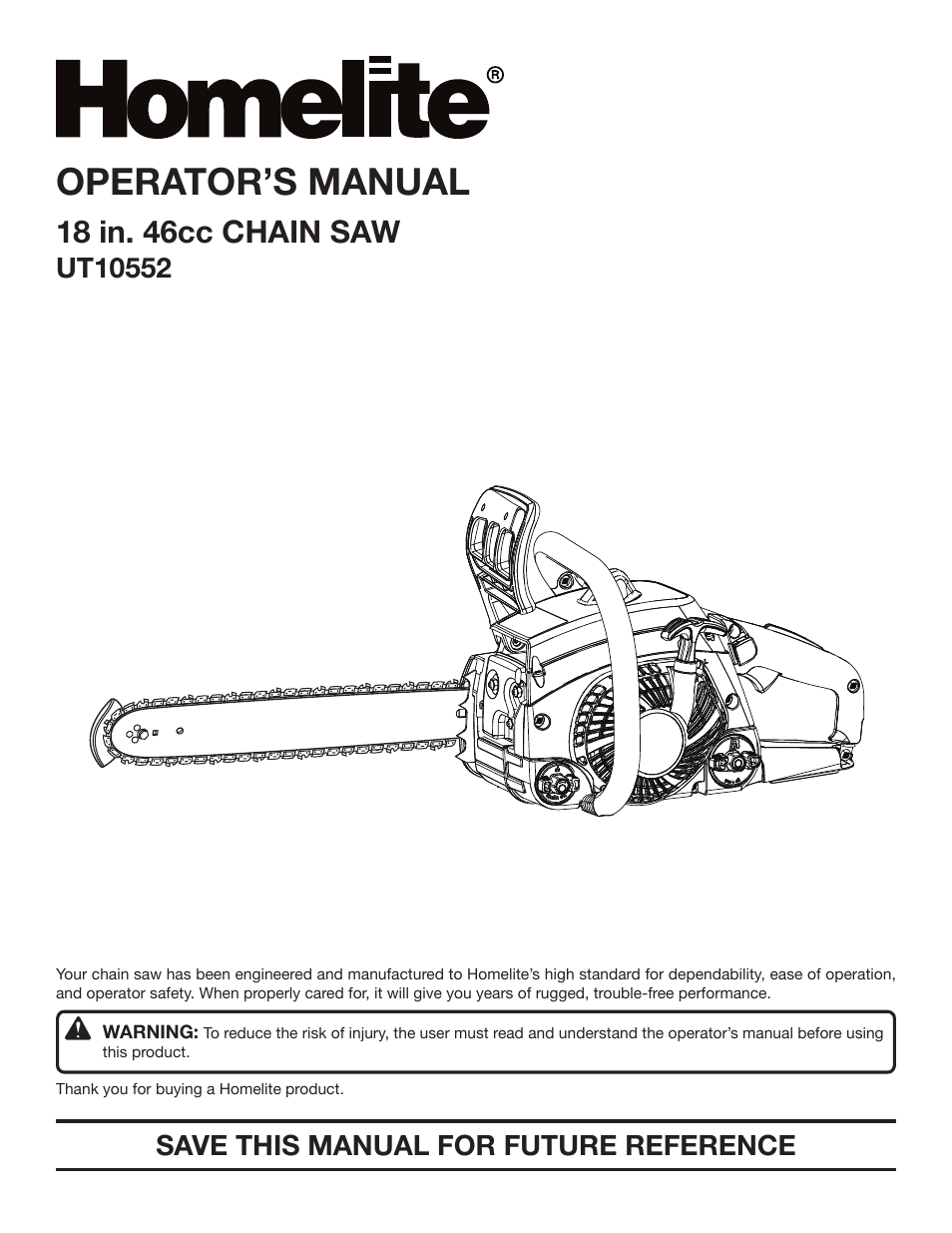 Homelite UT10552 User Manual | 38 pages