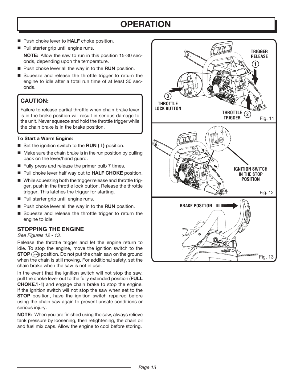Operation | Homelite UT10552 User Manual | Page 13 / 38