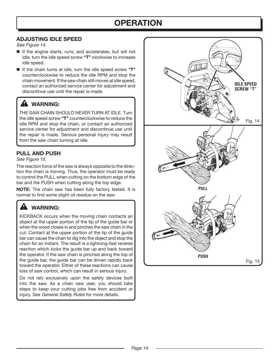Operation | Homelite UT10552 User Manual | Page 14 / 38