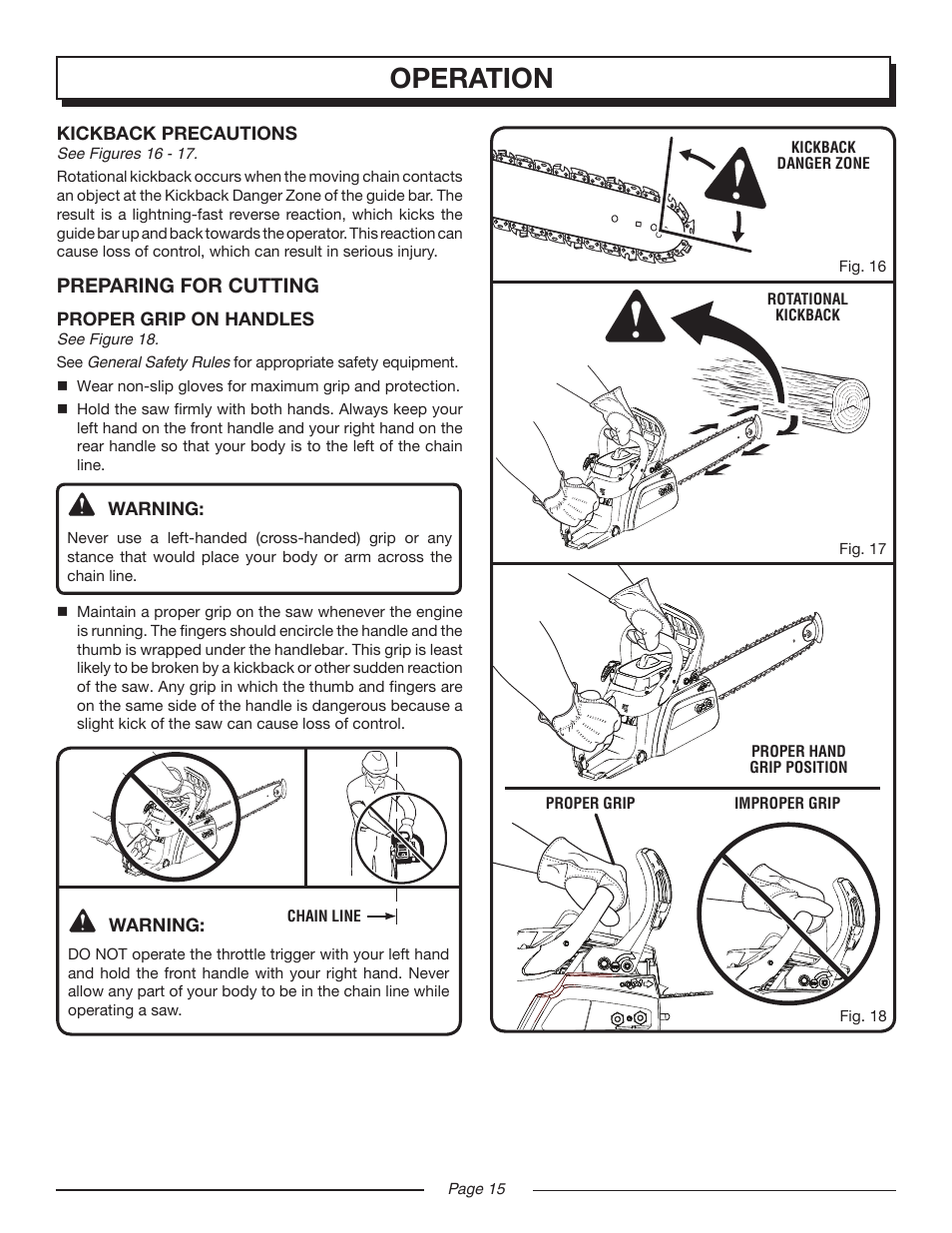 Operation, Preparing for cutting | Homelite UT10552 User Manual | Page 15 / 38