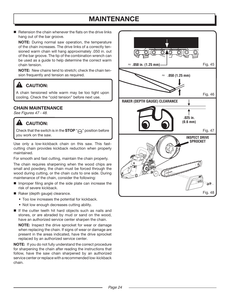 Maintenance | Homelite UT10552 User Manual | Page 24 / 38