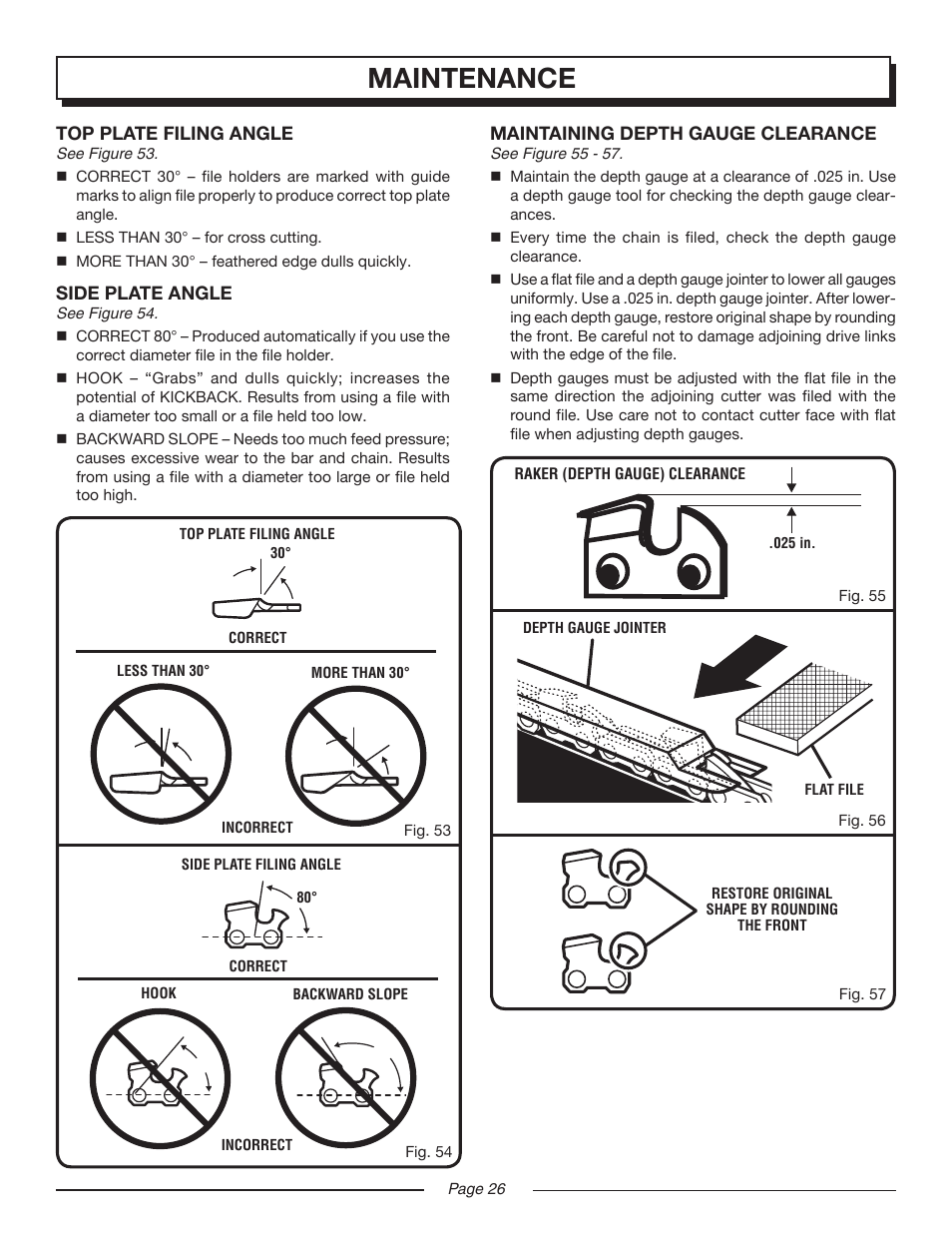 Maintenance | Homelite UT10552 User Manual | Page 26 / 38