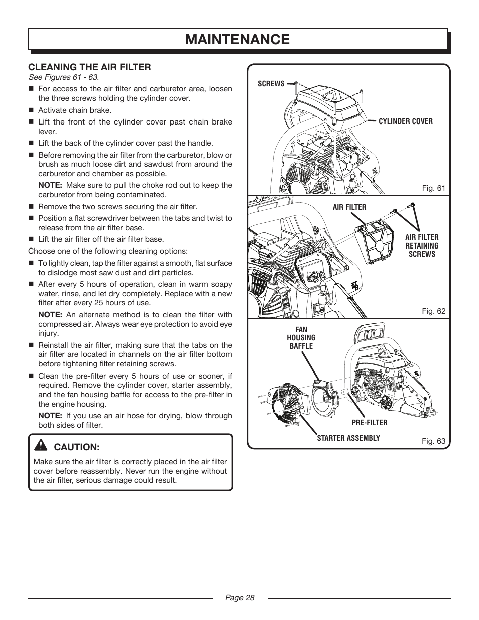 Maintenance | Homelite UT10552 User Manual | Page 28 / 38