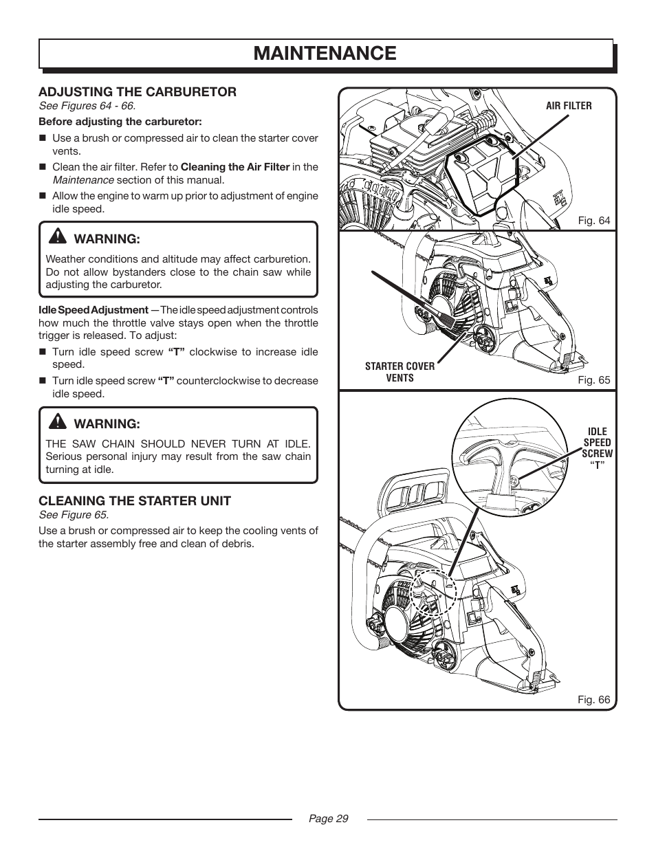 Maintenance | Homelite UT10552 User Manual | Page 29 / 38