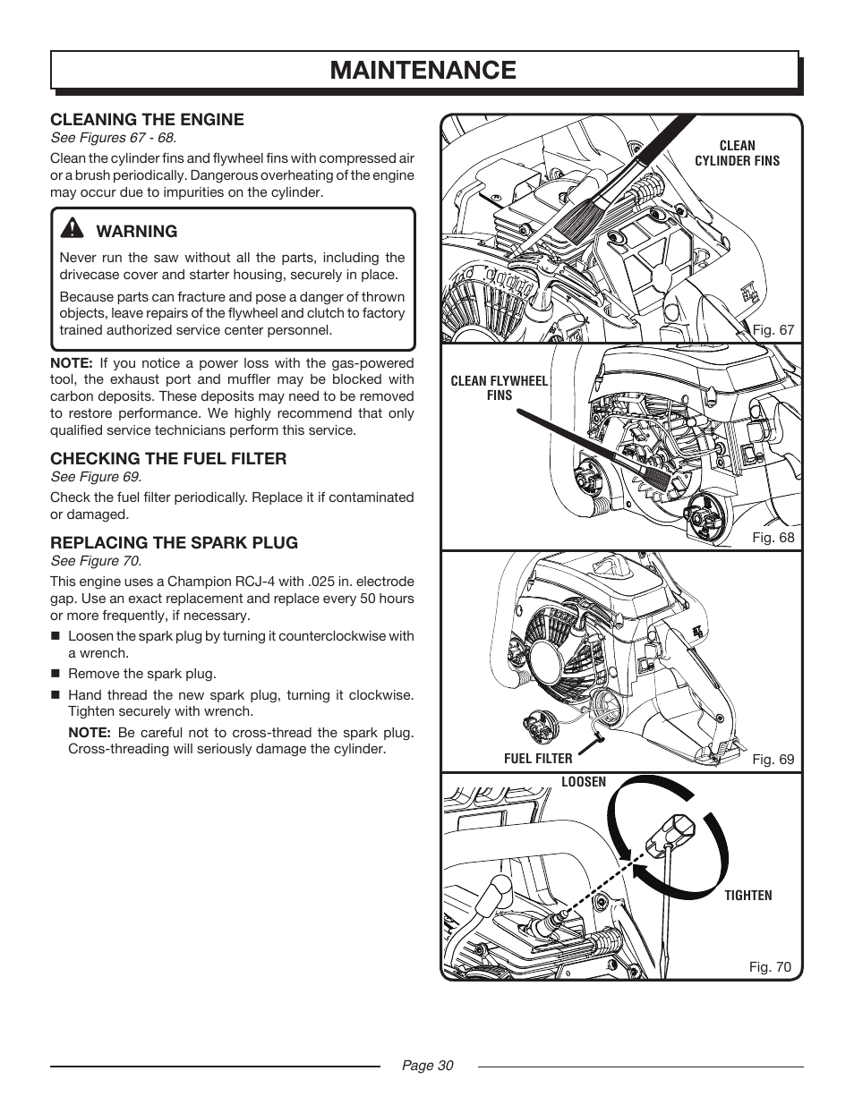 Maintenance | Homelite UT10552 User Manual | Page 30 / 38
