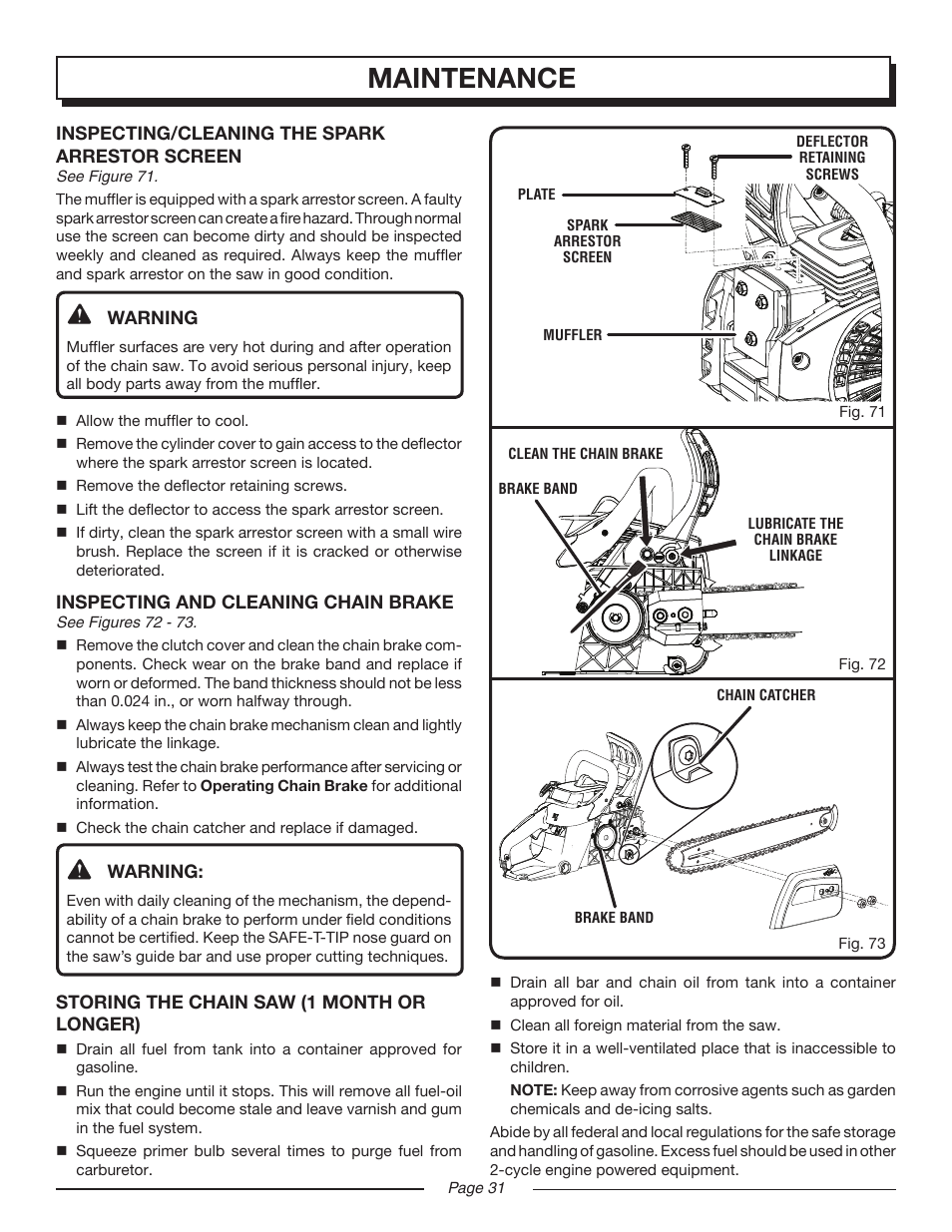 Maintenance | Homelite UT10552 User Manual | Page 31 / 38