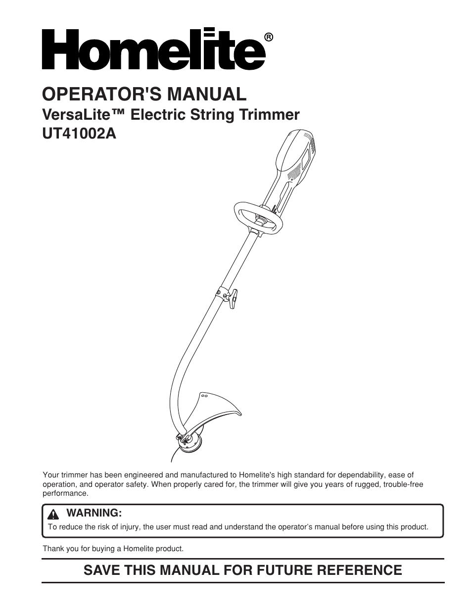 Homelite VERSALITE UT41002A User Manual | 18 pages